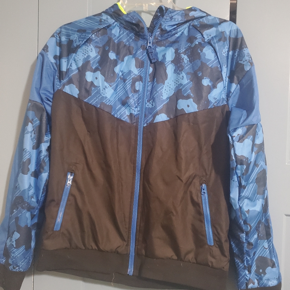 Russell blue camo windbreaker with hood